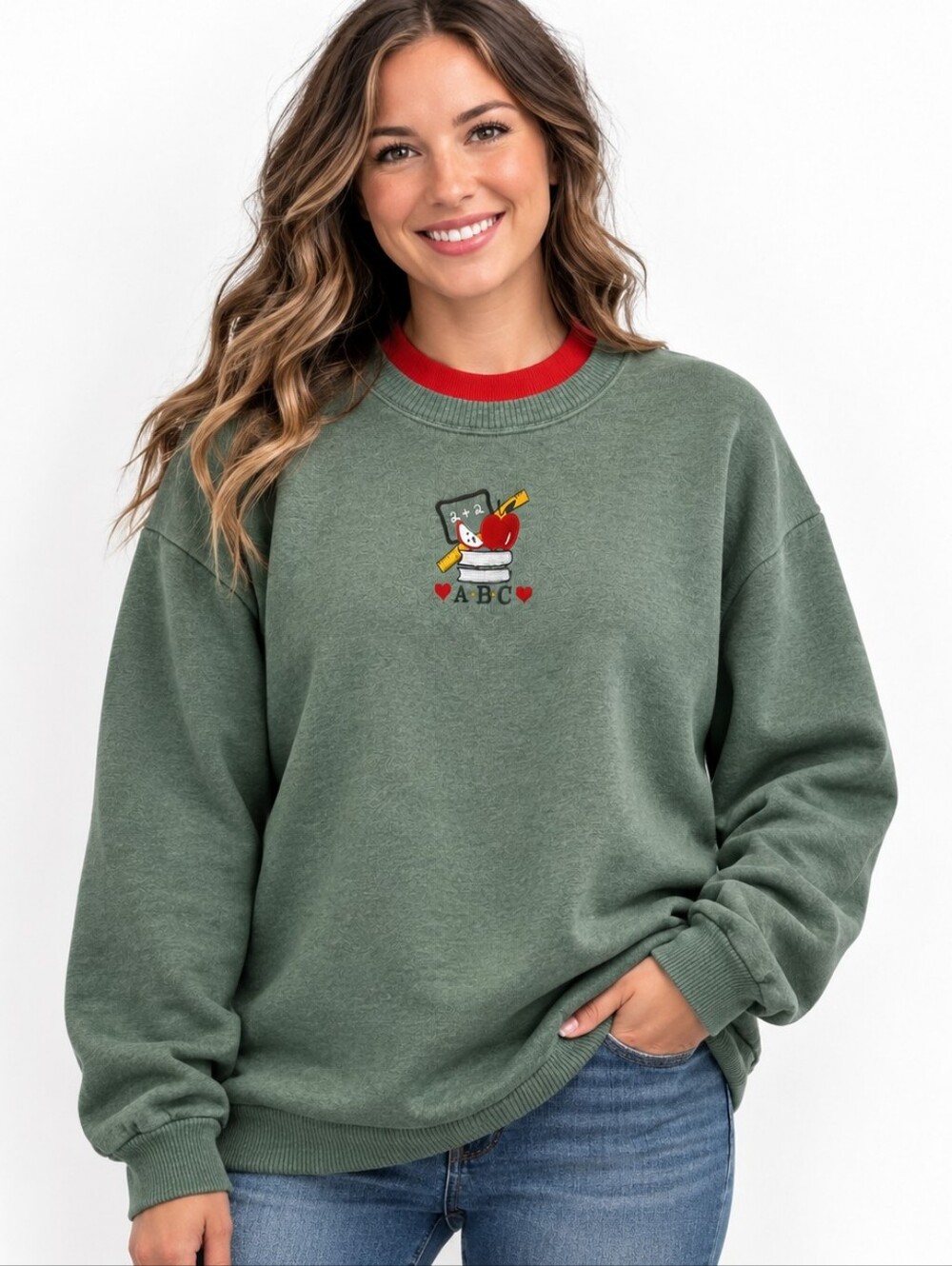Vintage Gopher Sport ABC Teacher Sweatshirt Adult Large Green Made USA Crewneck